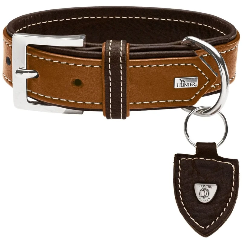 HUNTER Collar Tara Number 60 Juchten Leather, Cognac/Dark Brown
