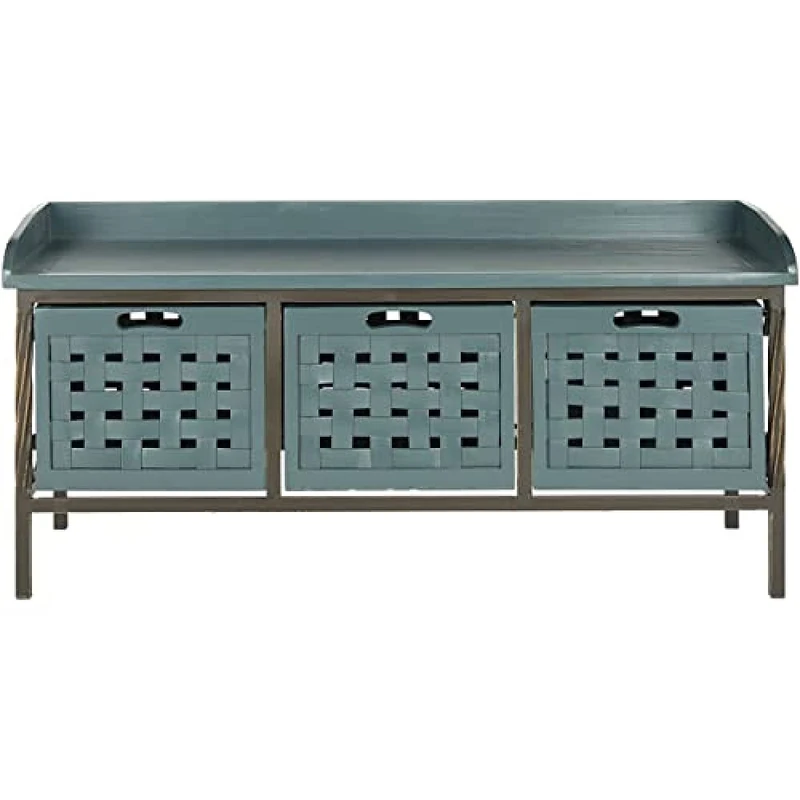 Safavieh Coastal Indoor Bench, in Teal, 39 X 108 X 50.8 - Image 1