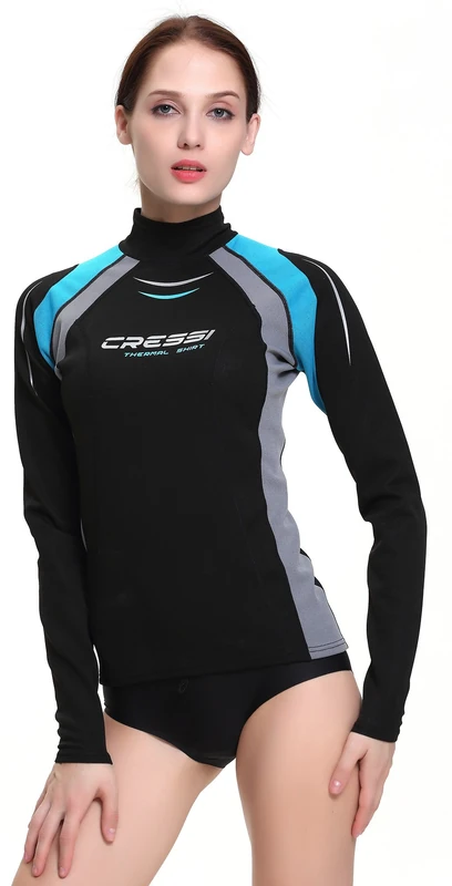 Cressi Thermo Long Sleeves Protection Rash Vest - Black, X-Large/Size 5
