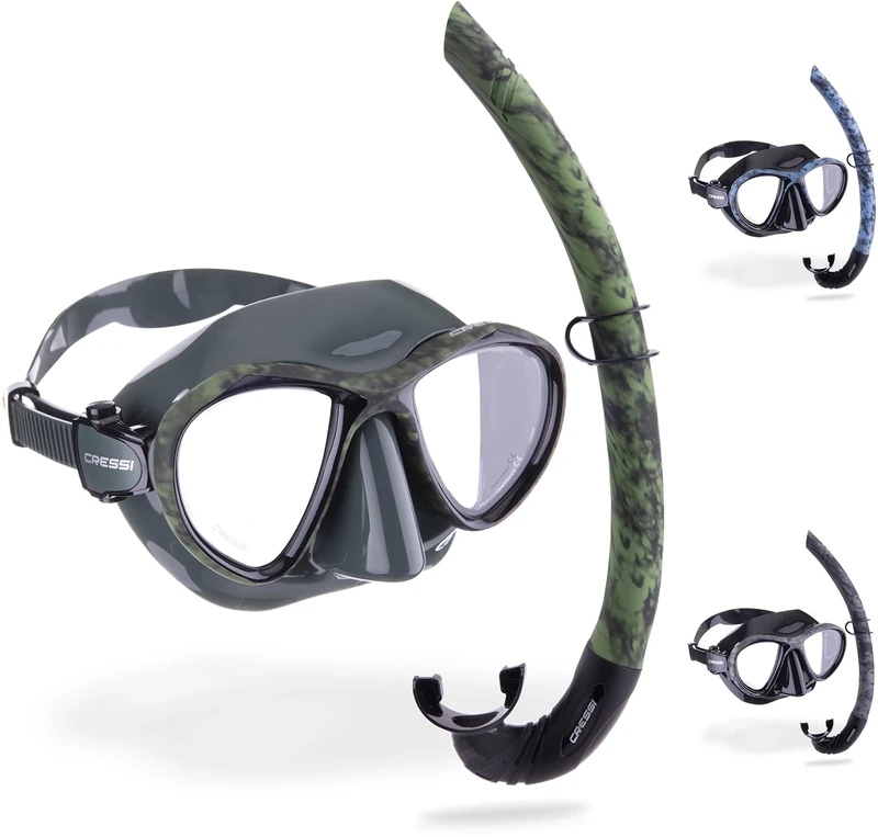 Cressi Unisex Adult Metis & Corsica Snorkeling Combo Set - Green Camouflage, Uni