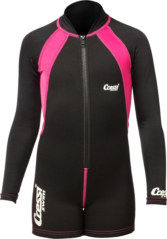 Cressi Children's Shorty Kid Thermal Wetsuit, Long Sleeves - Black/Pink, L UK