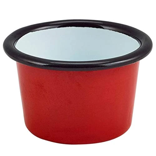 Genware Enamel Ramekin Red and Black 3.2oz / 90ml - Set of 12 - Ramekins, Dipping Pots, Sauce Pots