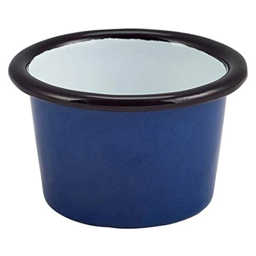 Genware Enamel Ramekin Blue and Black 3.2oz / 90ml - Set of 144 - Ramekins, Dipping Pots, Sauce Pots