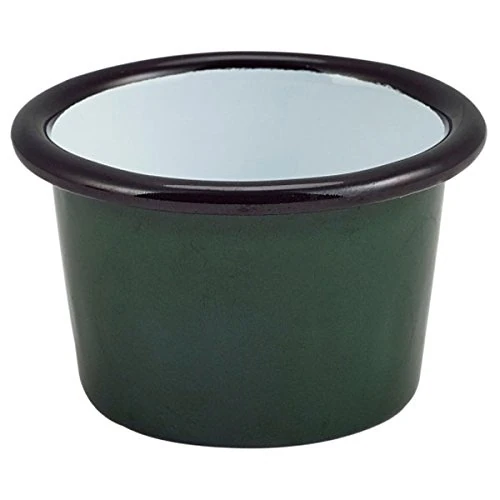 Enamel Ramekin Green and Black 3.2oz / 90ml - Set of 12 - Ramekins, Dipping Pots, Sauce Pots