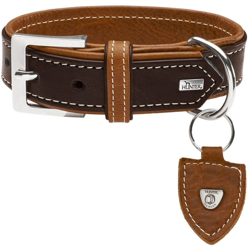 HUNTER Collar Tara Number 50 Juchten Leather, Dark Brown/Cognac