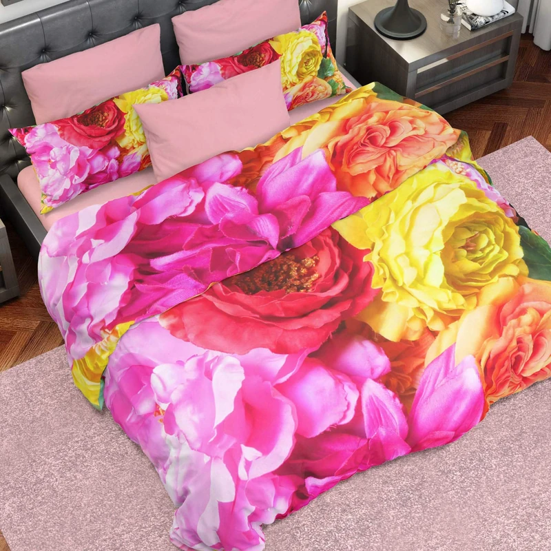 PETTI Artigiani Italiani Duvet Cover, Bedding Set, Satin, 100% Made in Italy, Tropical Large, Single (150x200 cm)