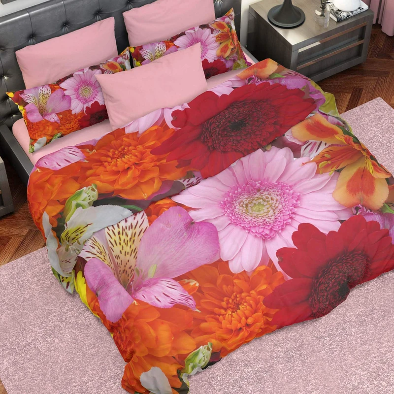 PETTI Artigiani Italiani Duvet Cover, Bedding Set, Satin, 100% Made in Italy, Tropical Village, Single (150x200 cm)