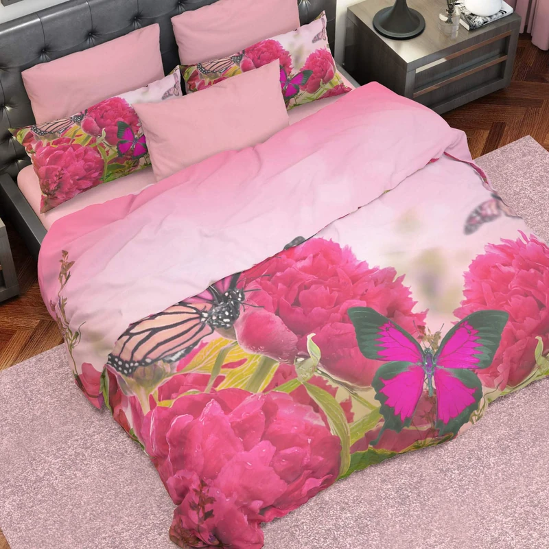 PETTI Artigiani Italiani Duvet Cover, Bedding Set, Satin, 100% Made in Italy, Butterfly, Double (200x200 cm)