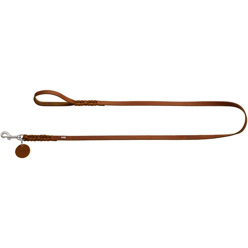 HUNTER Leash Solid Education, 16/100 Soft genuine cow leather, cognac