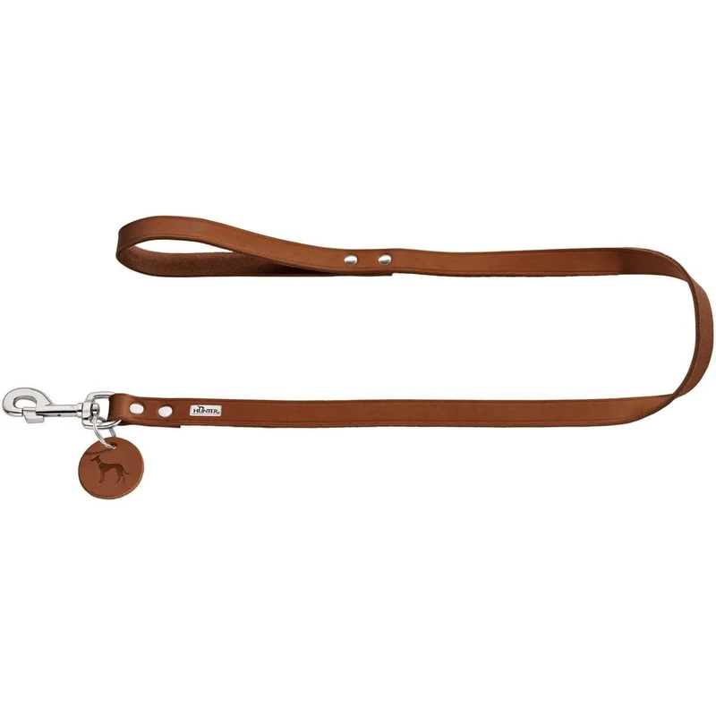HUNTER Leash, 16/100 Soft genuine cow leather, cognac