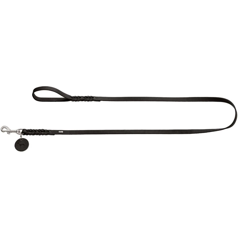 HUNTER Solid Education Dog Leash - Black Genuine Cow Leather