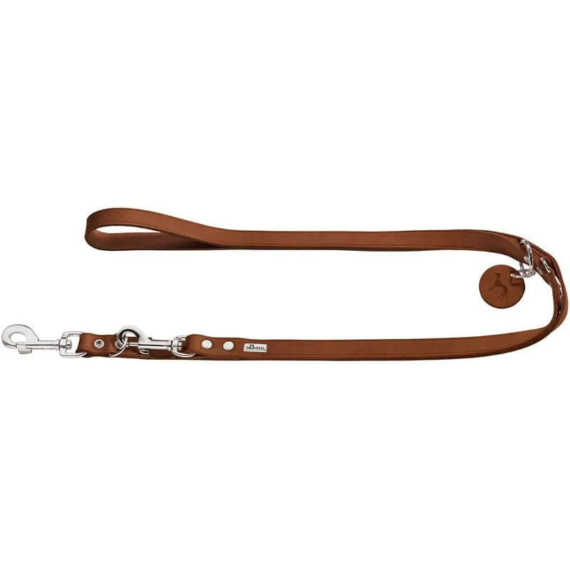 HUNTER Training Leash - Soft Genuine Cow Leather - Cognac