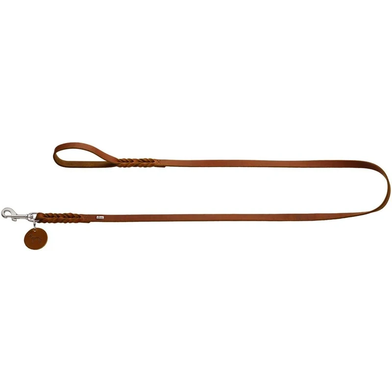 HUNTER Leash Solid Education, 16/200 Soft genuine cow leather, cognac
