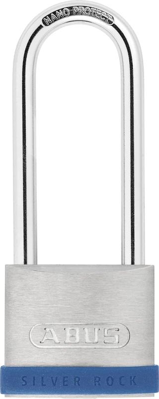 ABUS Padlock Silver Rock 5/50HB80 gl.-6504 - keyed Alike and with high Shackle - Made of Solid zinc - Basement Lock and Much More - ABUS Security Level 7 - Blue/Silver