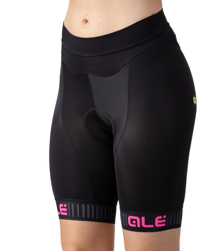 Alé Cycling Women's Solid Traguardo Cycling Shorts, Black/Fluo Pink, XL