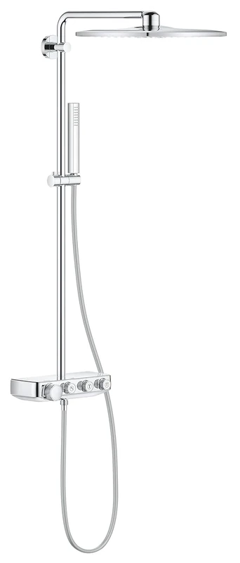 GROHE Euphoria SmartControl Cube 310 - Push Button Shower System with Cool Touch Thermostat (2 Spray Head 31 cm, 1 Spray Hand Shower, Horizontal 45 cm Shower Arm, Hose 1.75 m), Chrome, 26508000