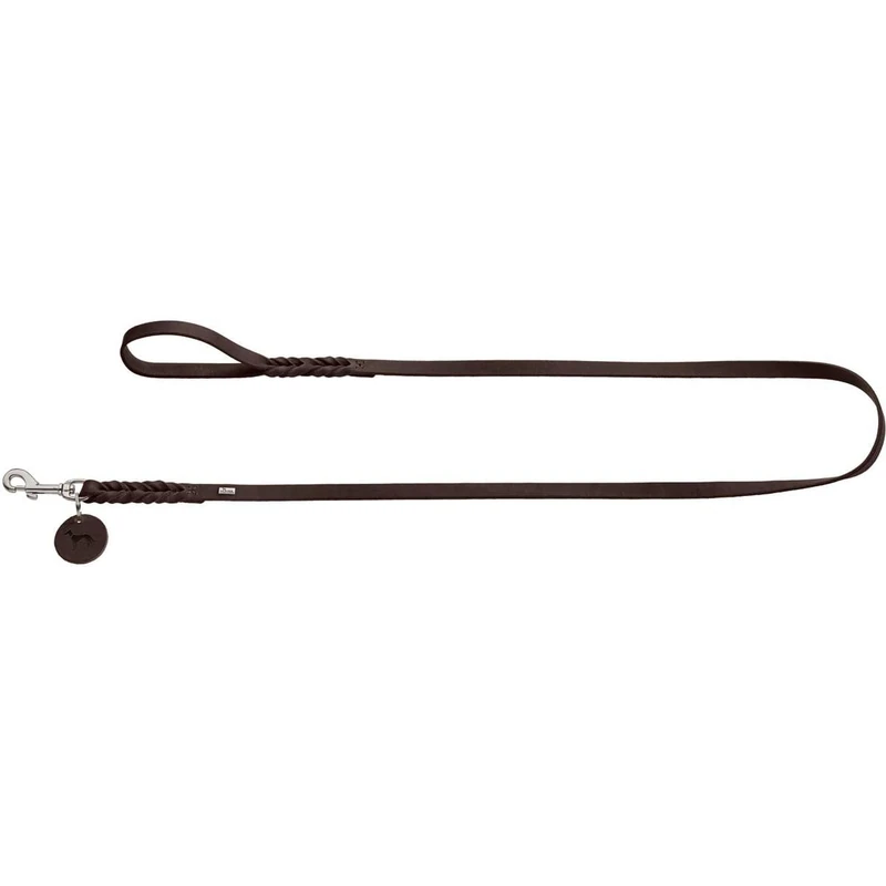 HUNTER Leash Solid Education, 11/110 Soft genuine cow leather, dark brown