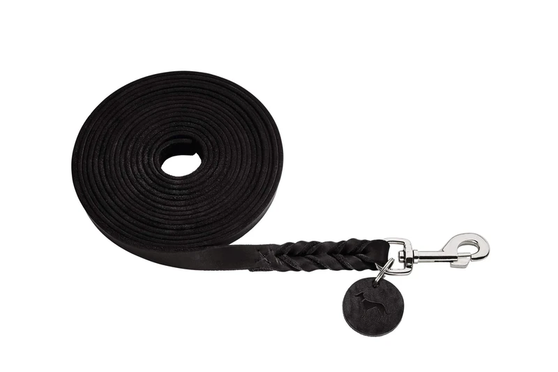HUNTER Tracking leash Solid Education, 11/500 Soft genuine cow leather, black