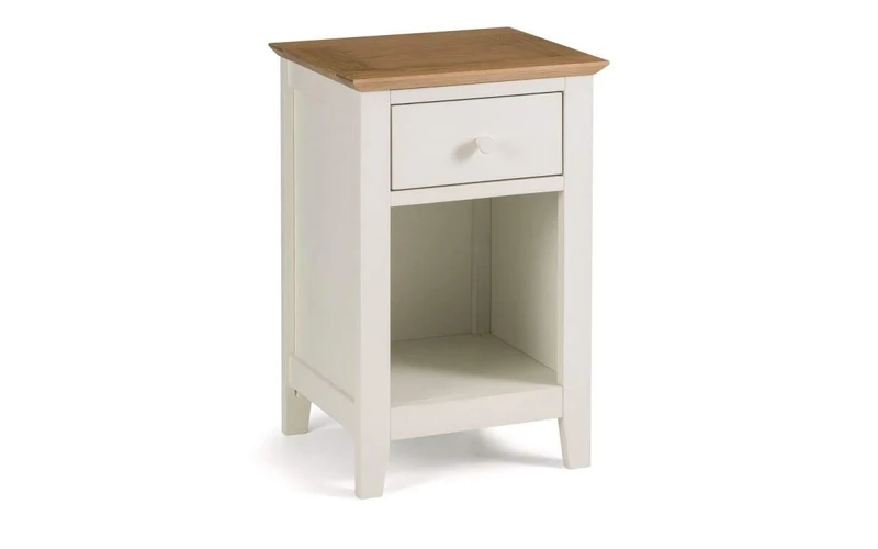 Julian Bowen Salerno Shaker 1 Drawer Bedside - Ivory / Oak Bedsides