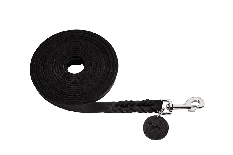 HUNTER Tracking leash Solid Education, 18/500 Soft genuine cow leather, black