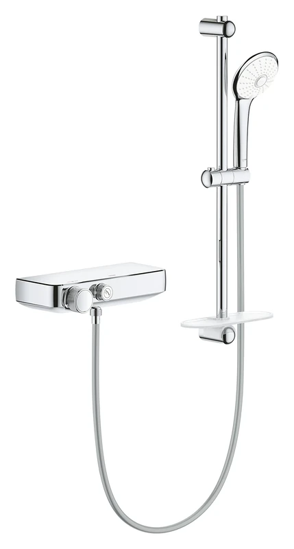 GROHE Grohtherm Smartcontrol Thermostatic Shower Mixer with 3-Spray Euphoria 110 Massage Shower Set (600 mm Shower Rail), Made in Germany, Chrome, 34720000