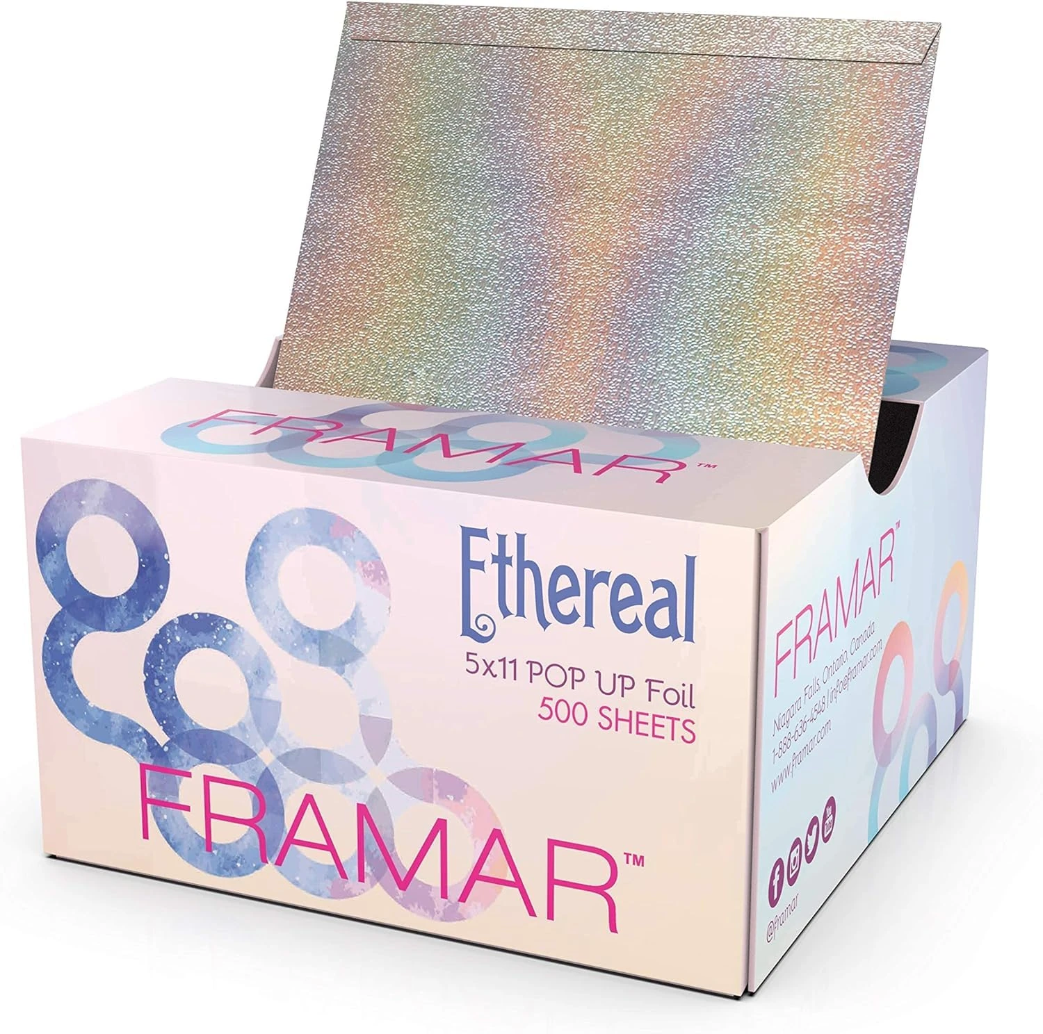 FRAMAR Ethereal Embossed Pop Up Hair Foil - Highlighting, Foils for Highlights, Hairdressing Foil for Hair Highlights, Non Slip Embossed Texture – 500 Sheets