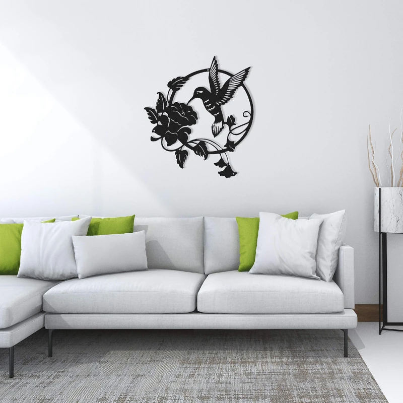 Homemania Wall Decoration, Metal, Black, 50 x 0.4 x 45 cm - Image 1