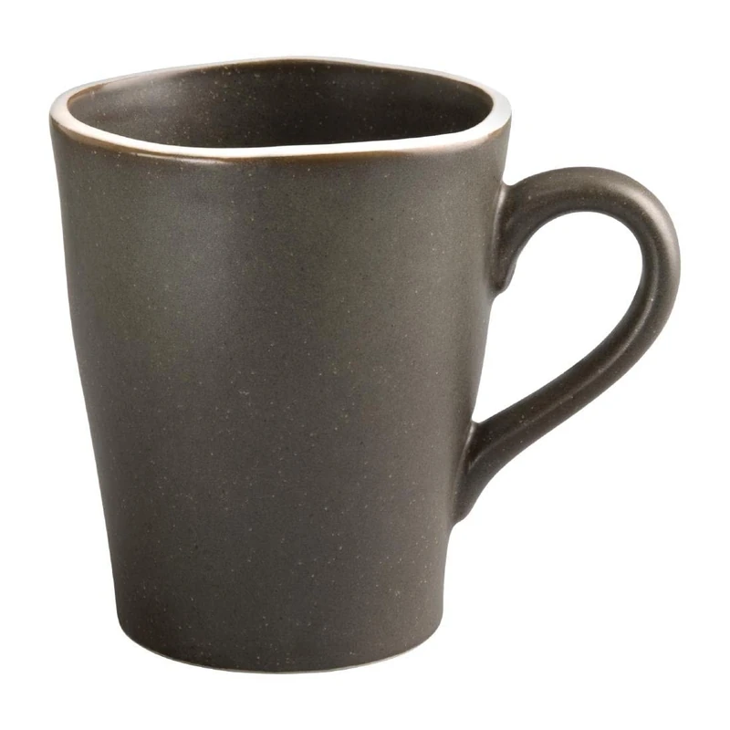 Olympia Chia Rustic Tea and Coffee Mugs Set 340 ml/12 oz (Pack of 6), Charcoal Porcelain, Hot Chocolate Mugs, Microwave and Dishwasher Safe, Reactive Glaze, BS4034 Certified, Café and Home Use, DR819