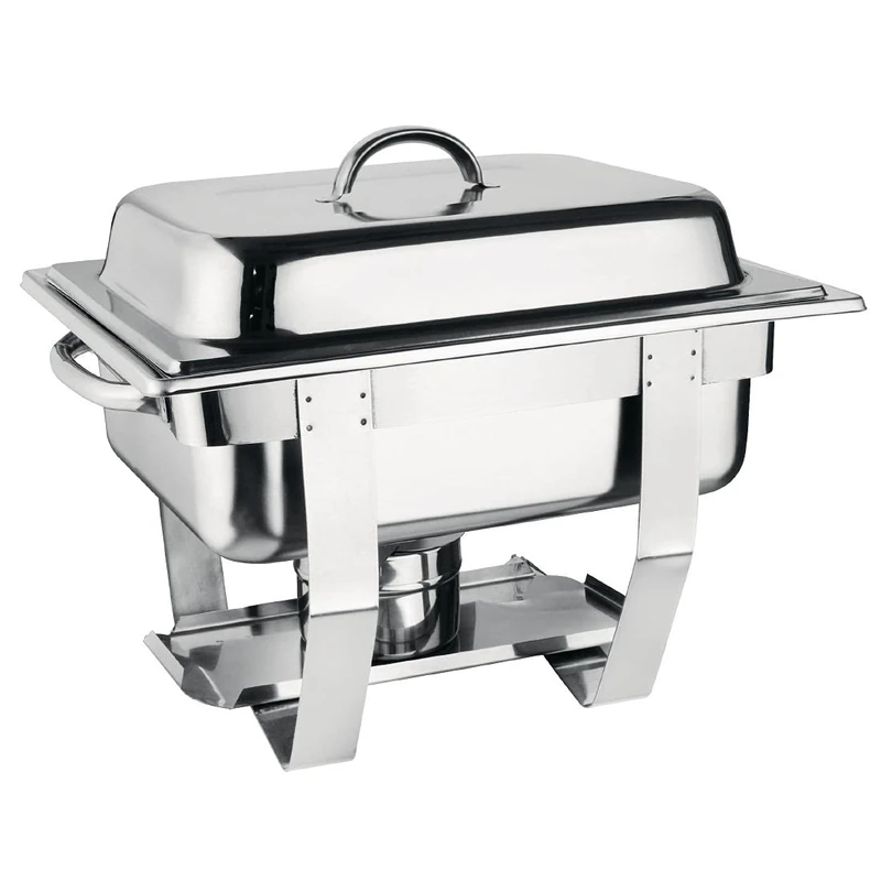 Olympia Milan Chafing Stainless Steel Food Warmer Set 1/2 GN / 3.7 Litre, Colour: Silver - Includes Heat-Insulating Lid, Water Pan, Food Pan, Frame, Fuel Holder CN607