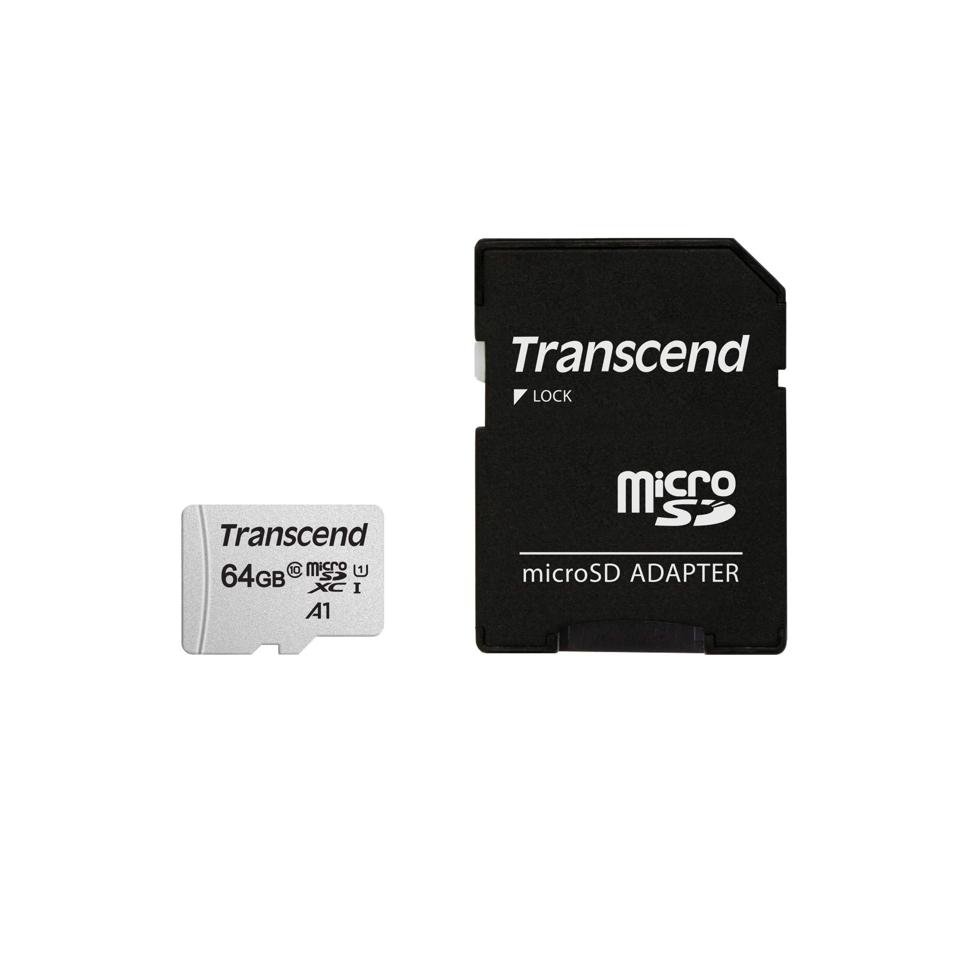 Transcend 64GB microSDXC 300S Class 10 Memory Card with up to 95/45 MB/s (for Smartphones, Digital Camers and Nintendo Consoles) with SD Adapter with Frustration Free Packaging TS64GUSD300S-A
