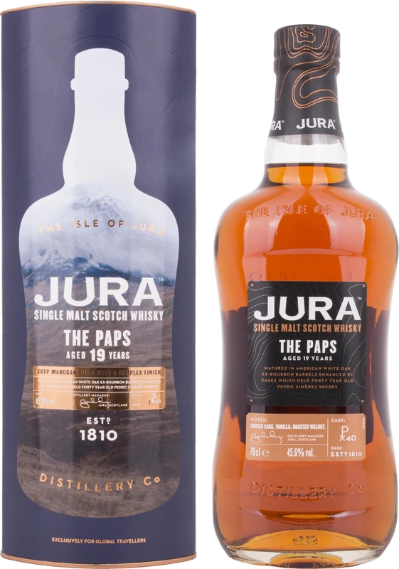Jura The Paps Single Malt Scotch Whisky 70 cl | Aged 19 Years | Fruity and Balanced 45.6% vol | More than a Whisky, made by a Scottish Island Community | A Rich, Intense Single Malt