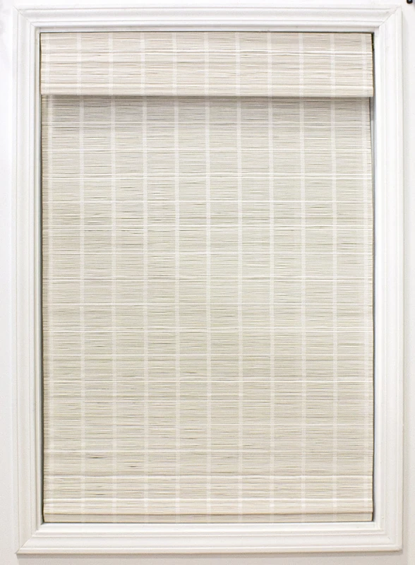Radiance Cordless Bamboo Roman Shades for Windows - Matchstick Bamboo Blinds for Semi-Private Light Control - Easy to Lift & Fold Up Window Shades - White - 36" W x 64" L - (2215336E)