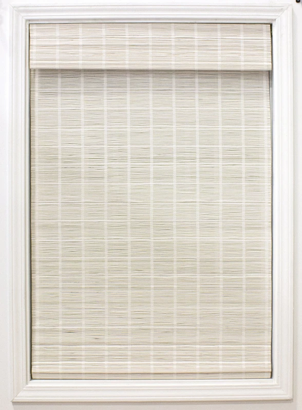 Radiance Bamboo Blinds - Cordless Bamboo Roman Shades for Windows - Roll Up Bamboo Blinds for Inside & Outside Mount - Roman Blinds Indoor Use - Roman Window Shades - White, 34" W x 64" L, 2215332E