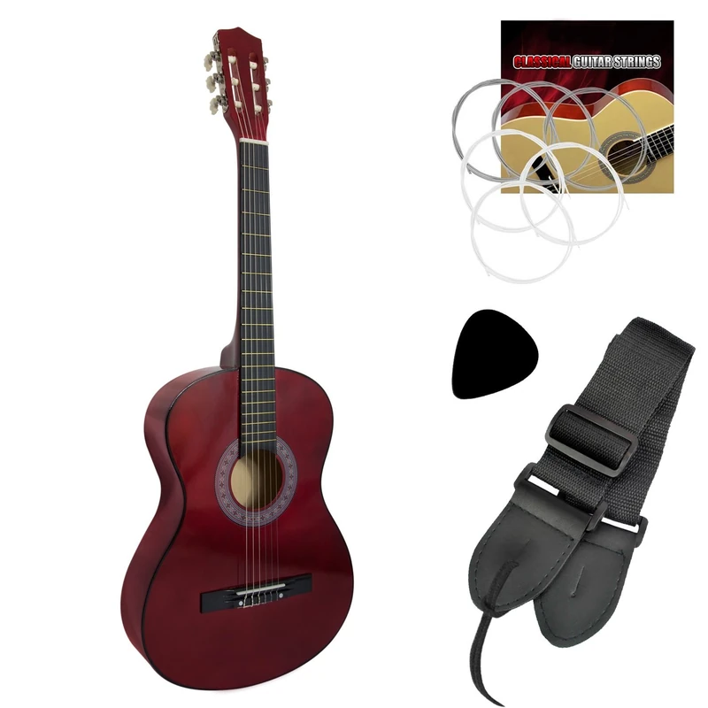 TIGER Classical Guitar for Beginners - Red - 4/4 - Image 1