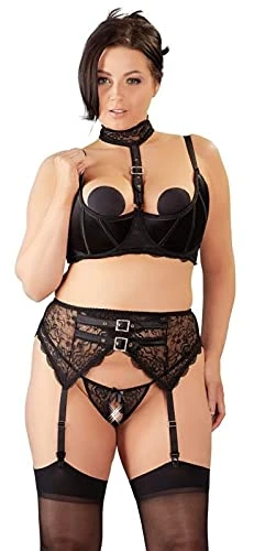 Cottelli Lingerie Large Size Lifting Suspender Set (90D/XL) Black