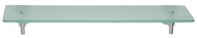 tesa LUUP Glass Bathroom Shelf - No Drill Shelf Made of Satined Glass and Chrome-Plated Metal - Stainless - Waterproof - Includes Removable Adhesive Solution