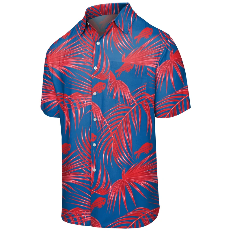 FOCO Buffalo Bills NFL Mens Hawaiian Button Up Shirt - XL