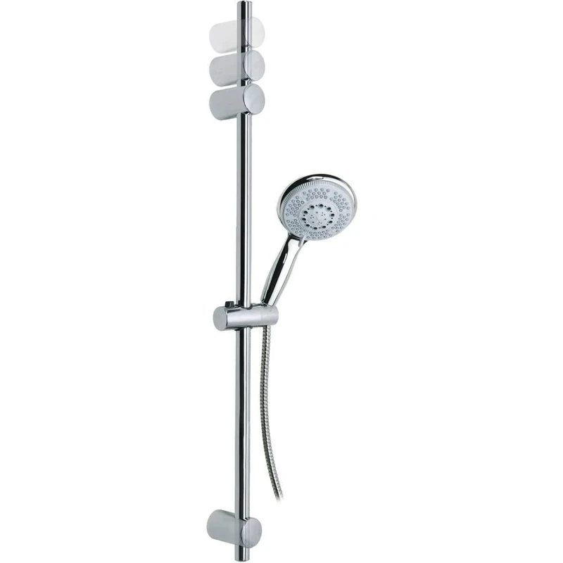 tesa UK Spaa shower set, slide bar with head, chromed metal & plastic parts, self-adhesive, adhesive mounting technology, Clear, 90 cm - Image 1