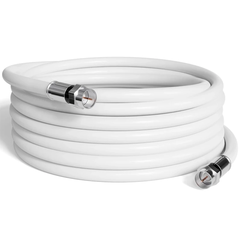 200' Feet White : Solid Copper Center Conductor, Made in the USA : RG6 Coaxial Cable (Coax) with Compression Connectors, F81 / RF, Digital Coax for Audio/Video, CableTV, Antenna, Internet, & Satellite