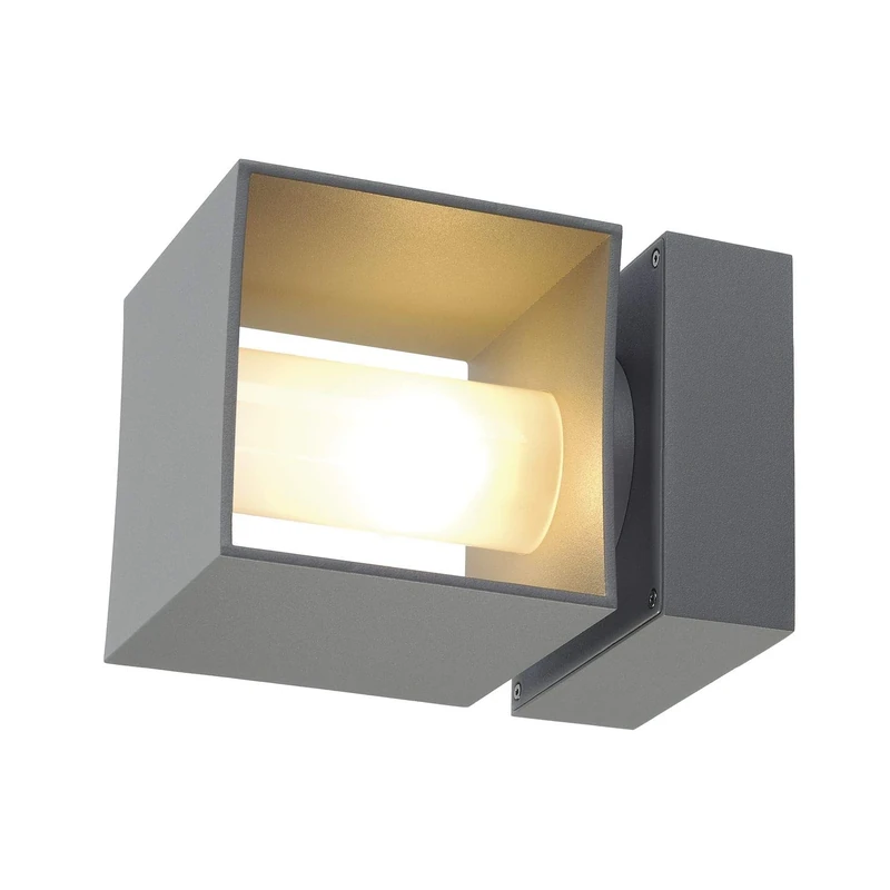SLV Wall-Mounted Light Square Turn/Illumination for Walls, Paths, entrances, LED Outdoor spot, Surface-Mounted Outdoor Light, Garden lamp / G9 IP44 42W Grey