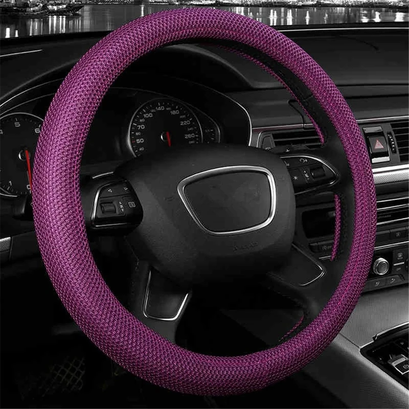 MOZA RACING The New Summer Ice Silk Breathable Cosy Soft 38 cm Lenkradabdeckung Car Handle, purple