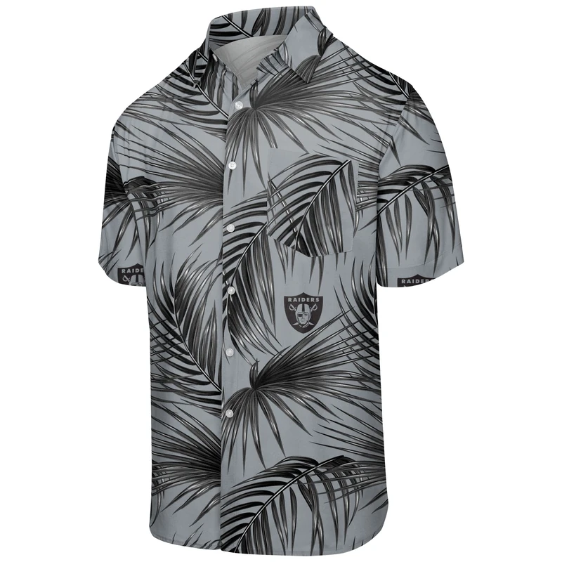 FOCO Men's NFL Team Logo Floral Aloha Tropical Button Up Shirt