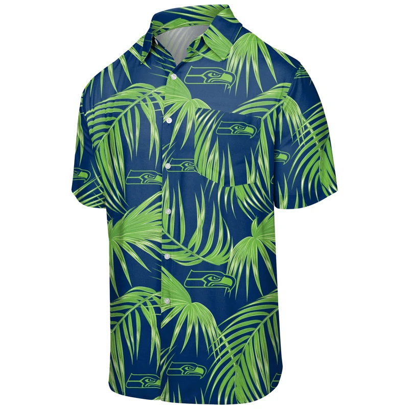FOCO Men's NFL Floral Tropical Button Up Shirt