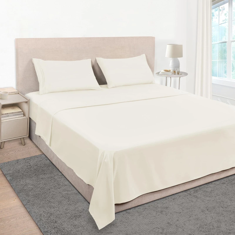 Mejoroom Full Size Sheets - 1800TC Luxury Full Sheets with 16 Inch Deep Pocket - Premium Bedding Collection - Extra Soft, Breathable, Wrinkle, Fade & Stain Resistant - 4 Piece (Full, Ivory)