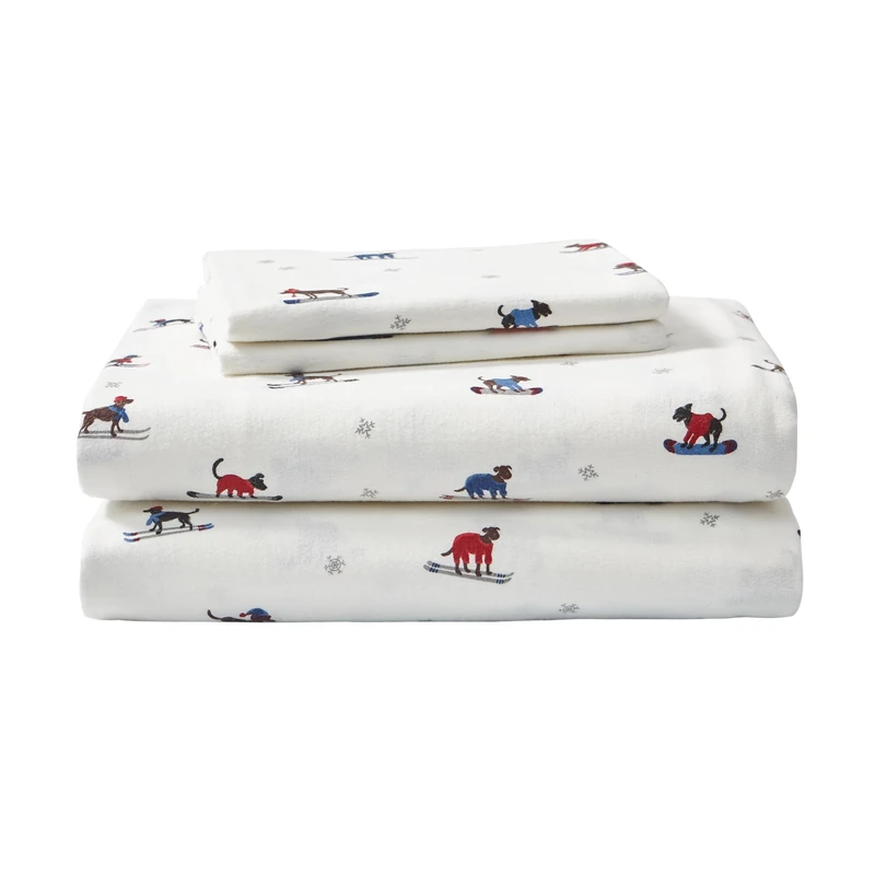 Eddie Bauer - Queen Sheets, Cotton Flannel Bedding Set, Brushed for Extra Softness, Cozy Home Decor (Ski Patrol, Queen)