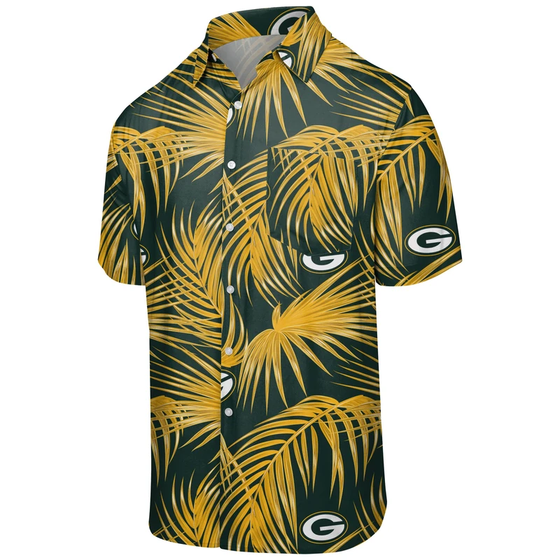 FOCO Men's NFL Team Logo Floral Aloha Tropical Button Up Shirt