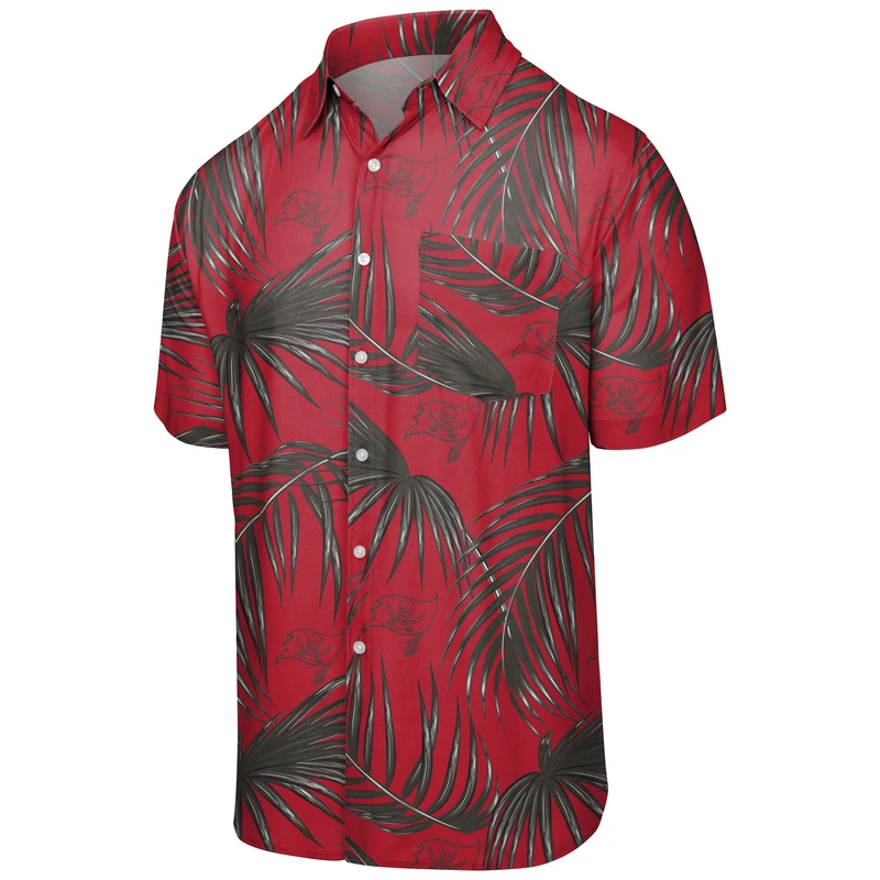 FOCO NFL Mens NFL Team Logo Floral Aloha Tropical Button Up Shirt - Image 1