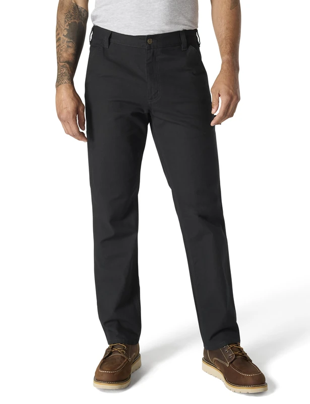 Carhartt Men's Rugged Flex Straight Fit Duck Double-Front Utility Work Pant, Black, W34/L30