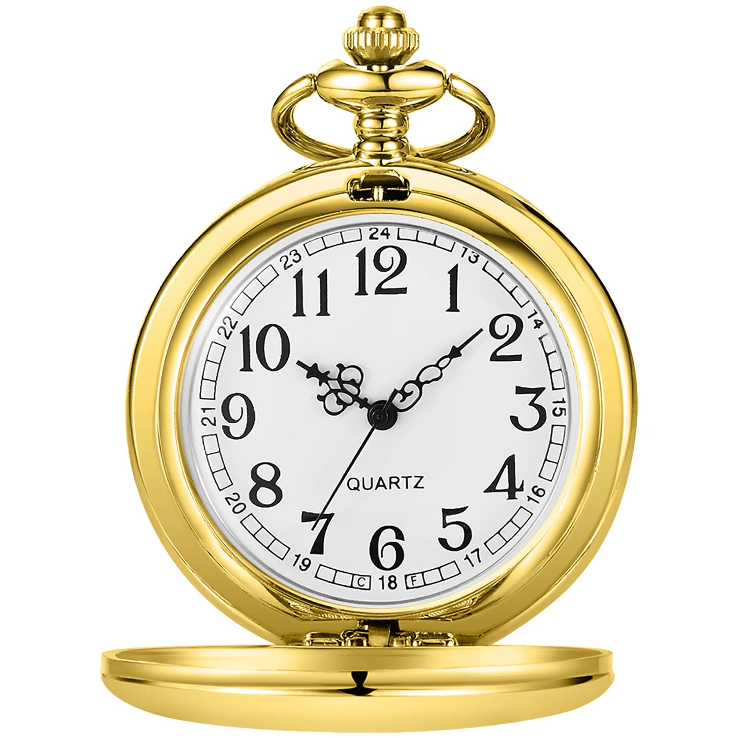 Tiong Vintage Smooth Quartz Pocket Watch Classic Fob Watch with Short Chain for Men Women on Birthday Anniversary Day Christmas Fathers Day