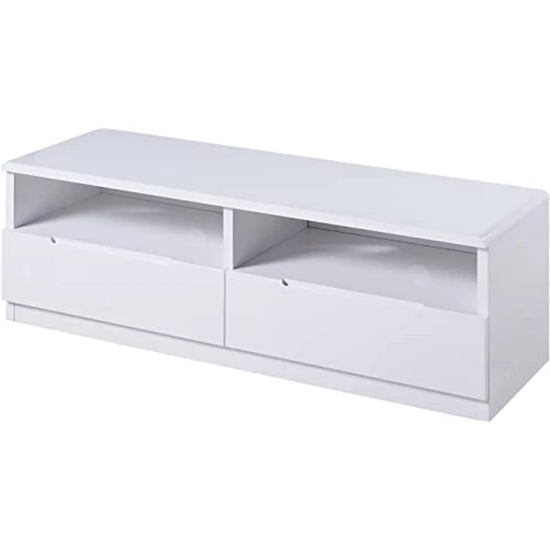 Julian Bowen Manhattan 2 Drawer Media Unit - White - Sleek and Modern Entertainment Center